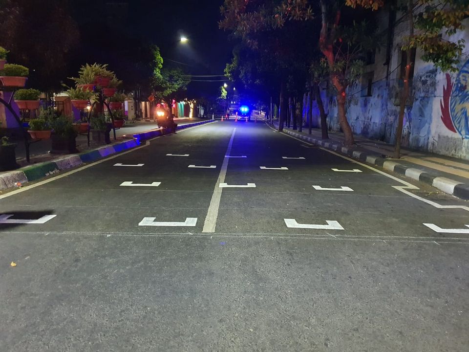 Persimpangan di Kota Malang Diberi Tanda Jaga Jarak