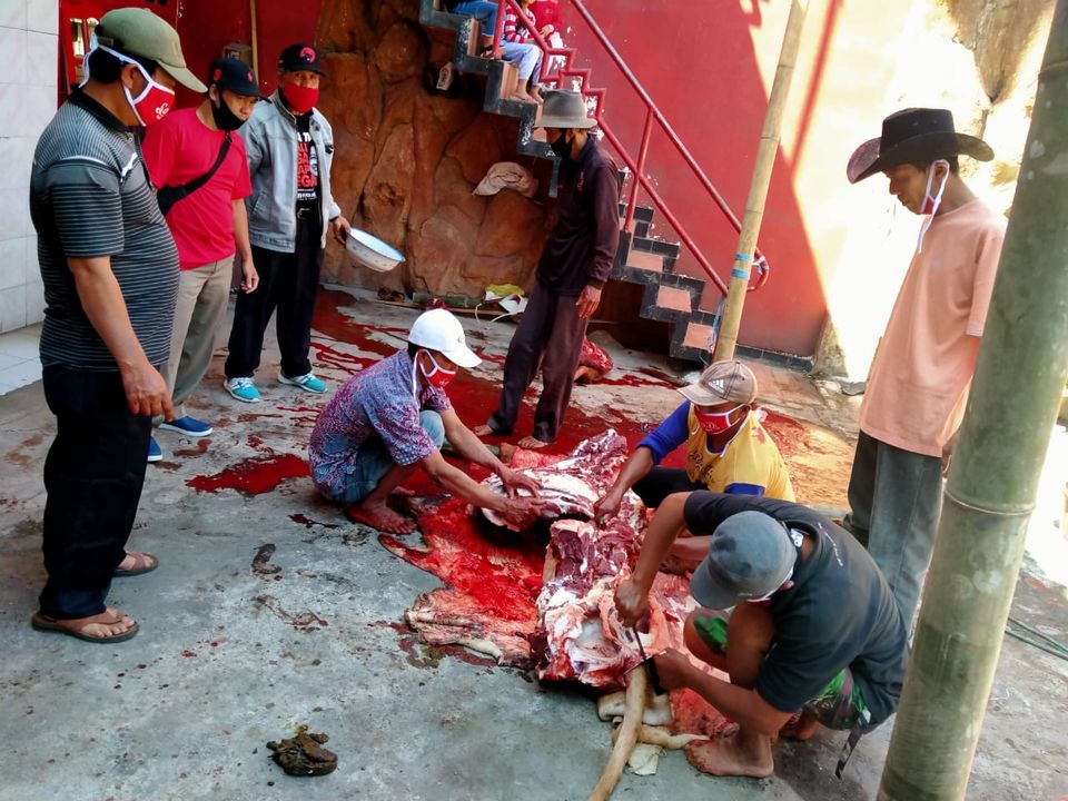 Suasan penyembelihan hewan kurban. (Foto: Wiyono-Javasatu.com)