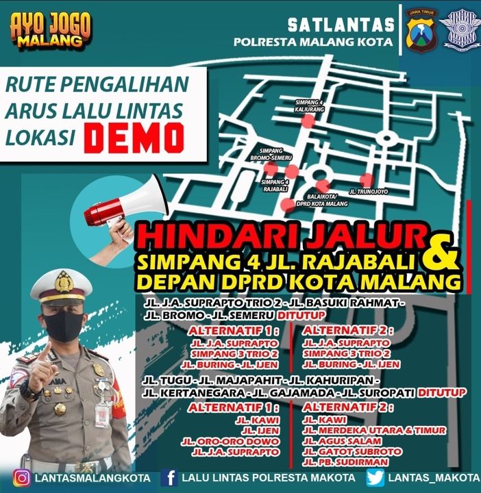 Polresta Malang Kota Siapkan Rute Alternatif Hindari Demo Omnibus Law