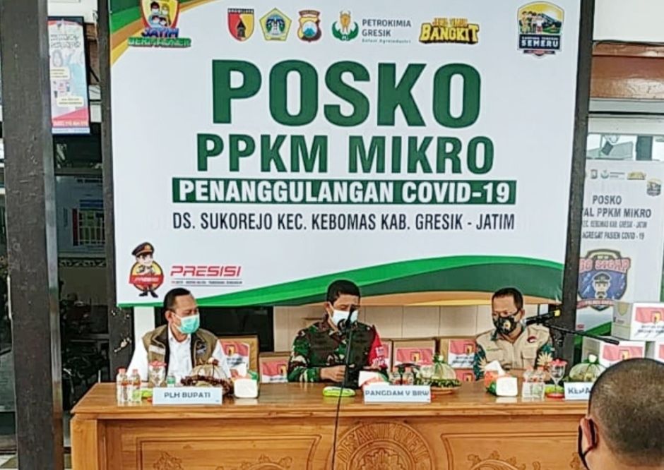 Pangdam V/Brawijaya Tinjau PPKM Mikro Desa Sukorejo Kebomas Gresik