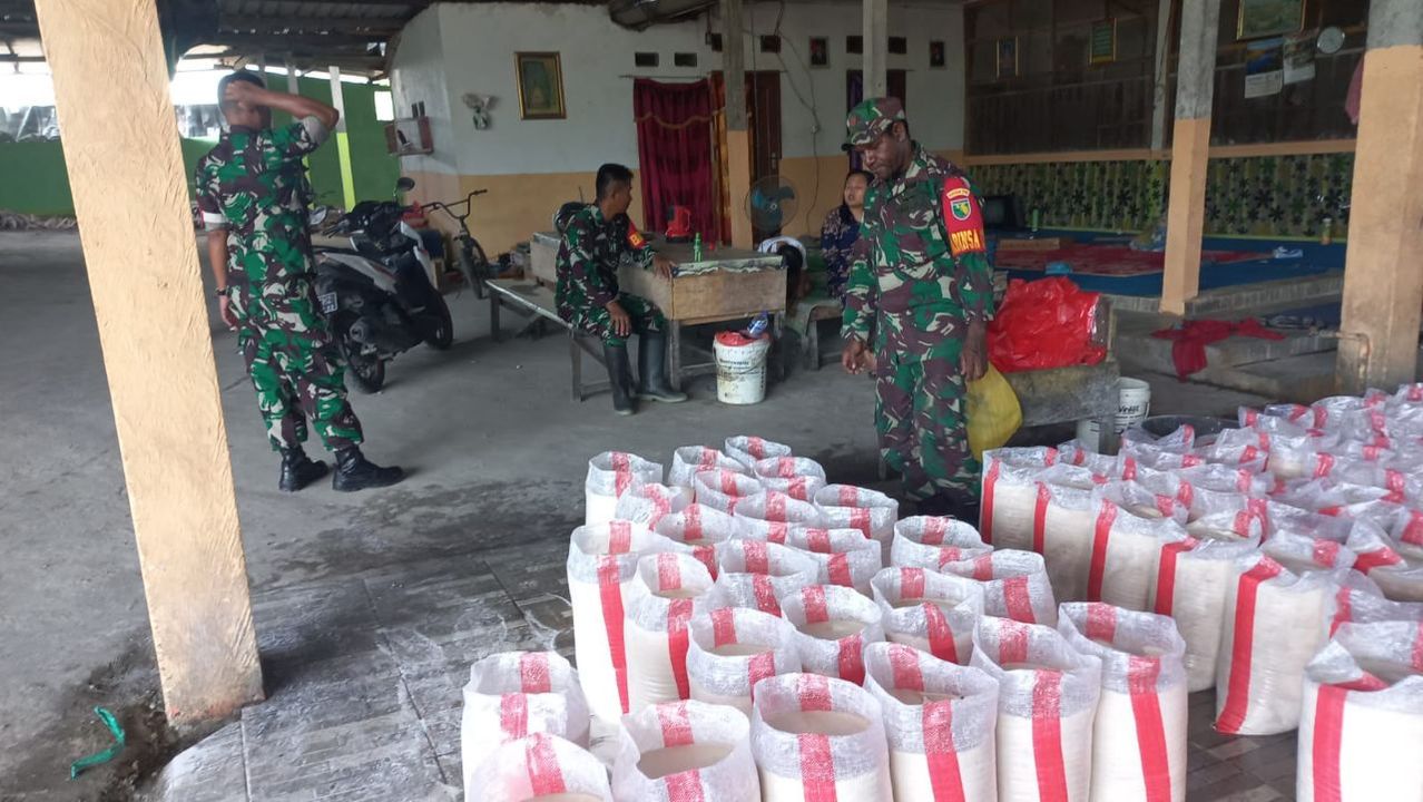 Babinsa Koramil 1710-02/Timika Kunjungi Lokasi Pengepakan Sagu di Kabupaten Mimika