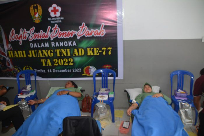 Peringati Hari Juang TNI AD, Kodim Mimika Gelar Donor Darah