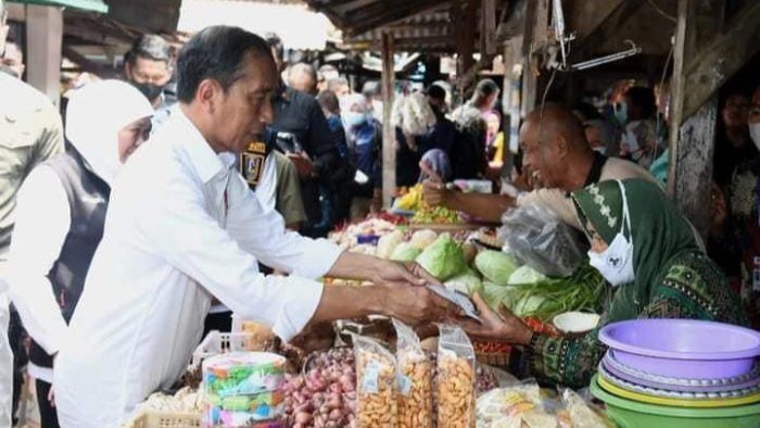 Presiden dan Ibu Iriana Cek Harga Kebutuhan Pokok di Pasar Sambonggede
