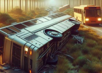 Ilustrasi kecelakaan bus terguling.