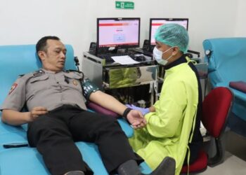 HUT ke-75 Humas Polri, Polresta Malang Kota Kumpulkan 67 Kantong Darah